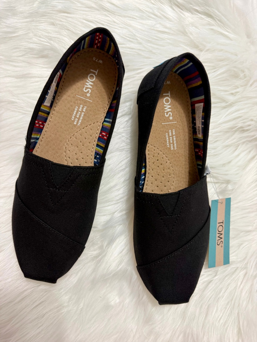 TOMS Classic Alpargata Slip-On Casual Shoe Womens | Black Heritage BNIB